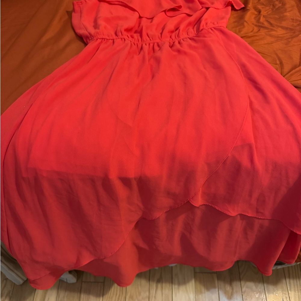 Elegant Coral Midi Dress